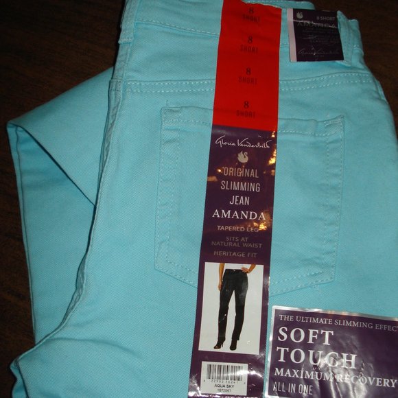 Gloria Vanderbilt Amanda Tapered Jean, Aqua Sky - Picture 3 of 4